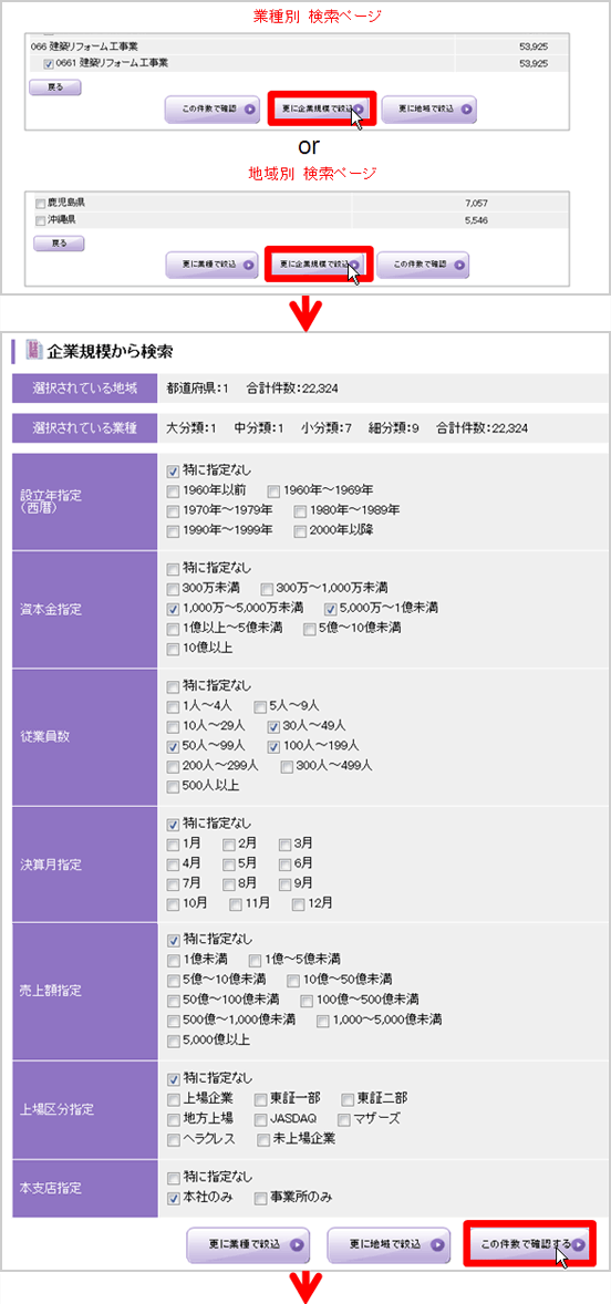 企業規模から検索する